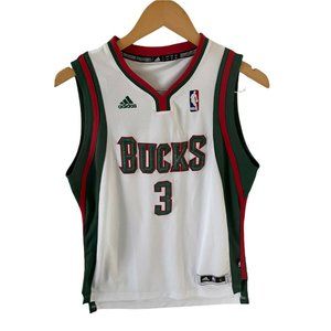 Brandon Jennings #3 Milwaukee Bucks Adidas NBA Basketball White Jersey Y 14-16 L